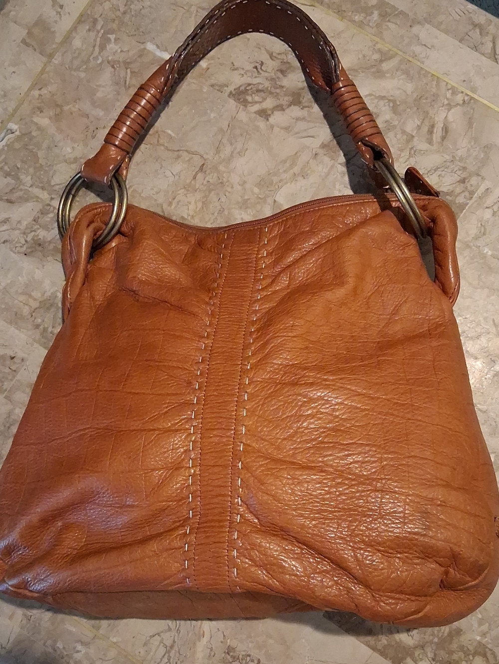 Adrienne Vittadini Brown Leather Hobo Bag